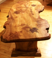 Maple leaf table with shelf top