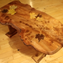 Maple leaf table with shelf - decorative leaves